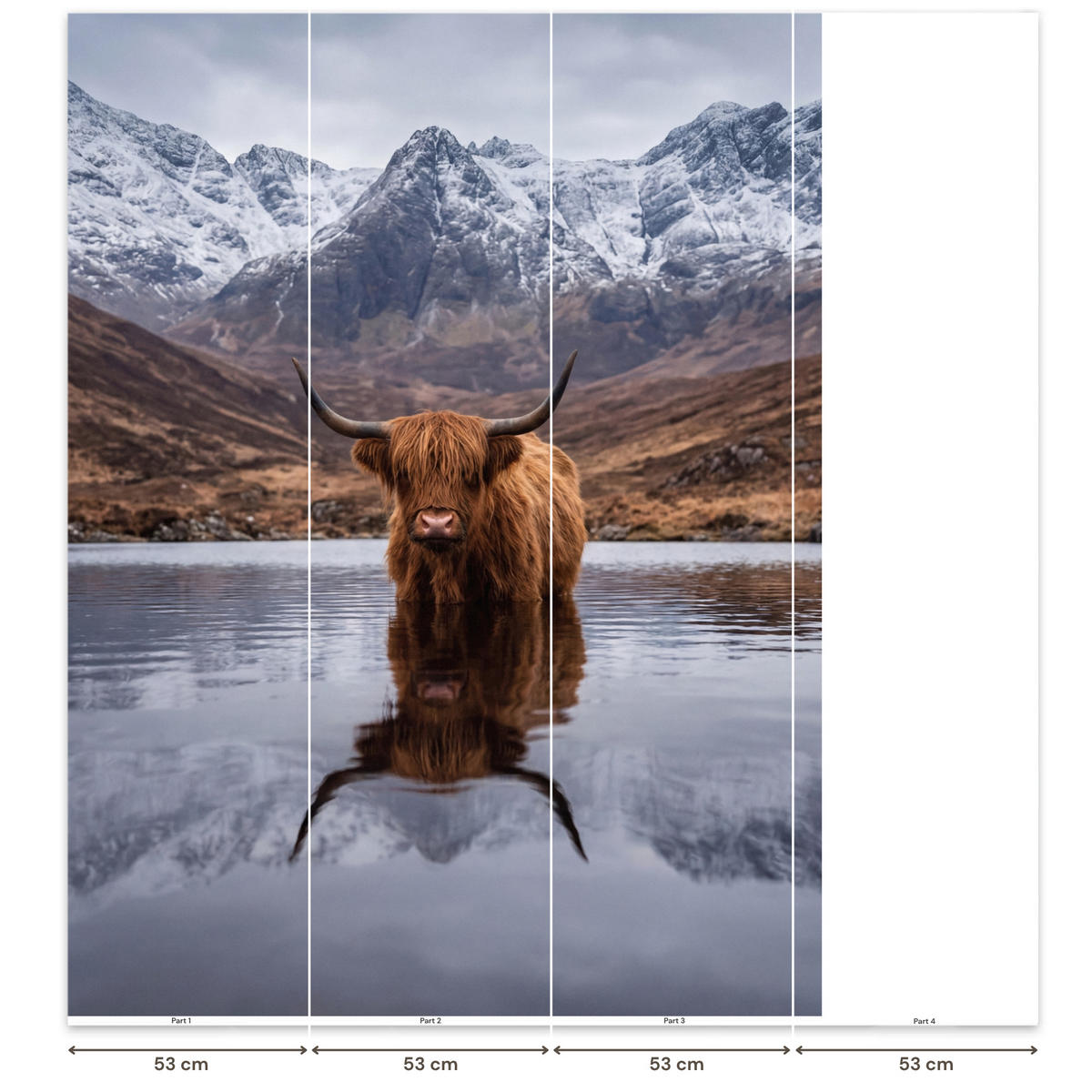 TAPETE - Schottischer Hochländer - Braun - Wasser - 160x220 cm - Braun, Papier (160/220cm) - OnlyWow