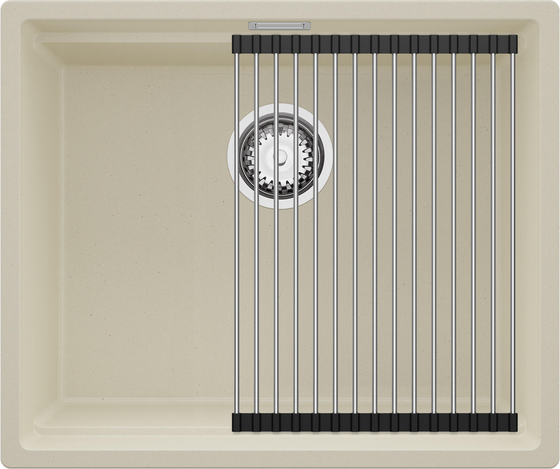 UNTERBAUSPÜLE GRANIT Praga, 2-er set Beige 56/47 cm 1 Becken + Ablauf-Set + Aufrollbare Abtropffläche ab 60er Unterschrank - Chromfarben/Beige, Kunststoff (56/20/47cm) - Primagran