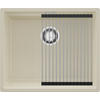 UNTERBAUSPÜLE GRANIT Praga, 2-er set Beige 56/47 cm 1 Becken + Ablauf-Set + Aufrollbare Abtropffläche ab 60er Unterschrank - Chromfarben/Beige, Kunststoff (56/20/47cm) - Primagran