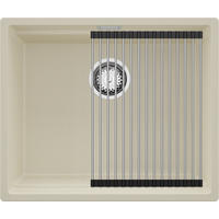 UNTERBAUSPÜLE GRANIT Praga, 2-er set Beige 56/47 cm 1 Becken + Ablauf-Set + Aufrollbare Abtropffläche ab 60er Unterschrank - Chromfarben/Beige, Kunststoff (56/20/47cm) - Primagran