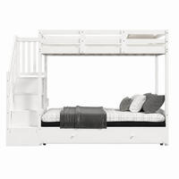 HOCHBETT mit Sofa und Treppenschrank 90x200 cm Weiß - Weiß, Holz (90/200cm) - Meubliv