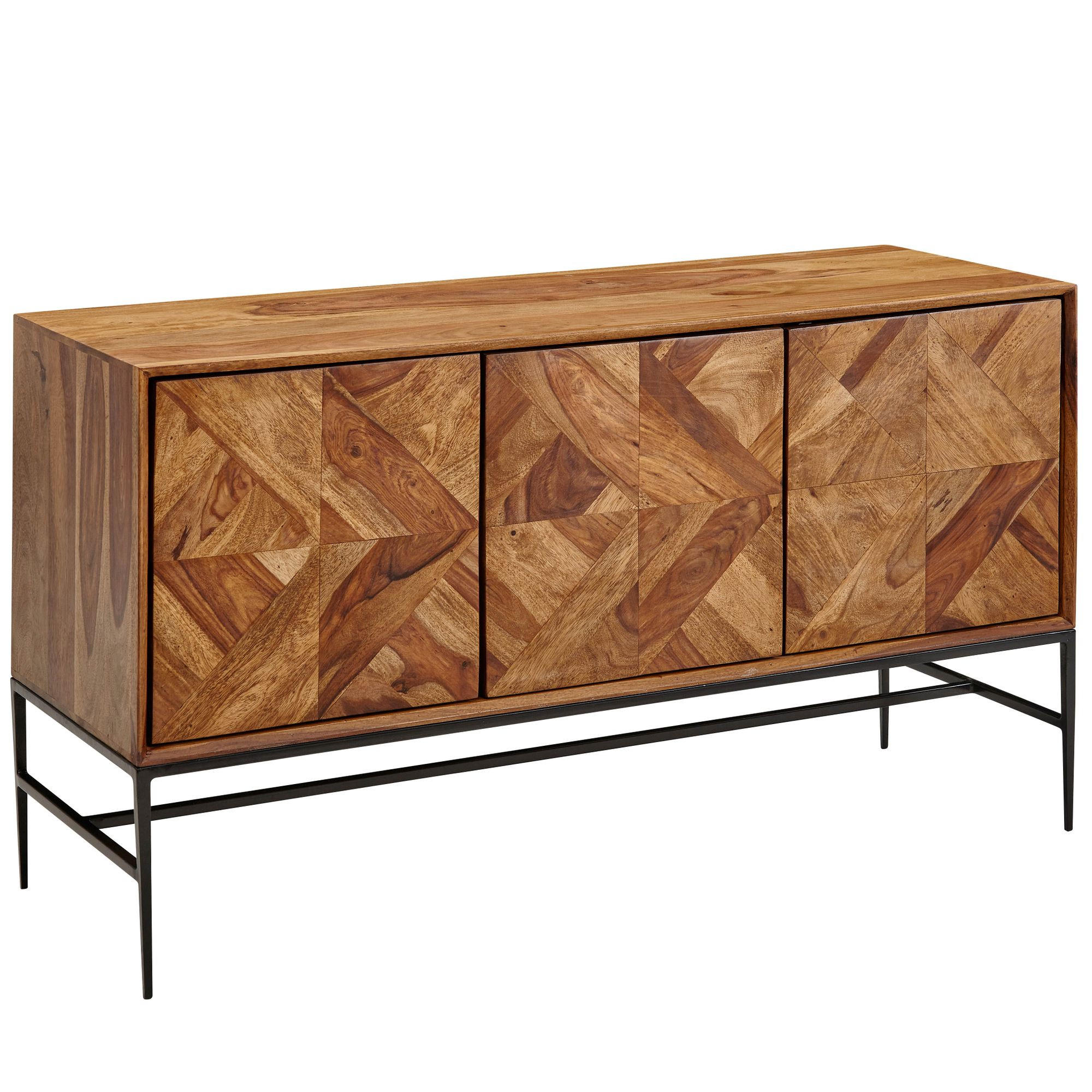 SIDEBOARD – Massivholz, 123x70x45 cm, Industrial-Stil, Stauraum - Schwarz/Braun, Holz/Metall (123/70/45cm) - KADIMA DESIGN