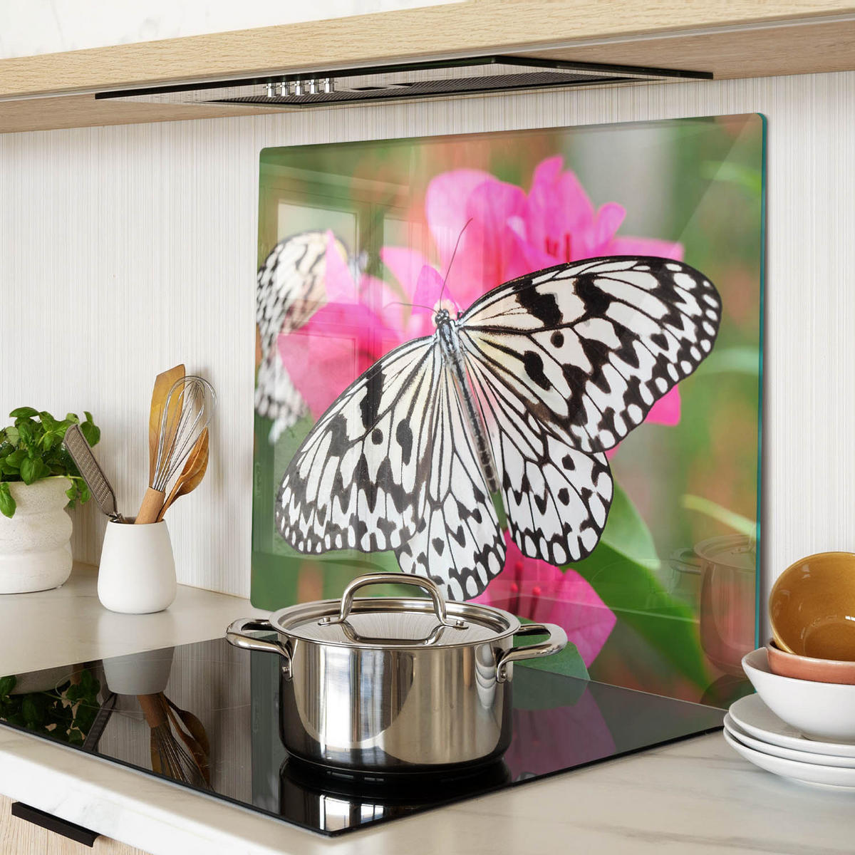 GLASPLATTE 60x52 cm Schmetterlingsblume - Pink, Glas (60/0.4/52cm) - TULUP