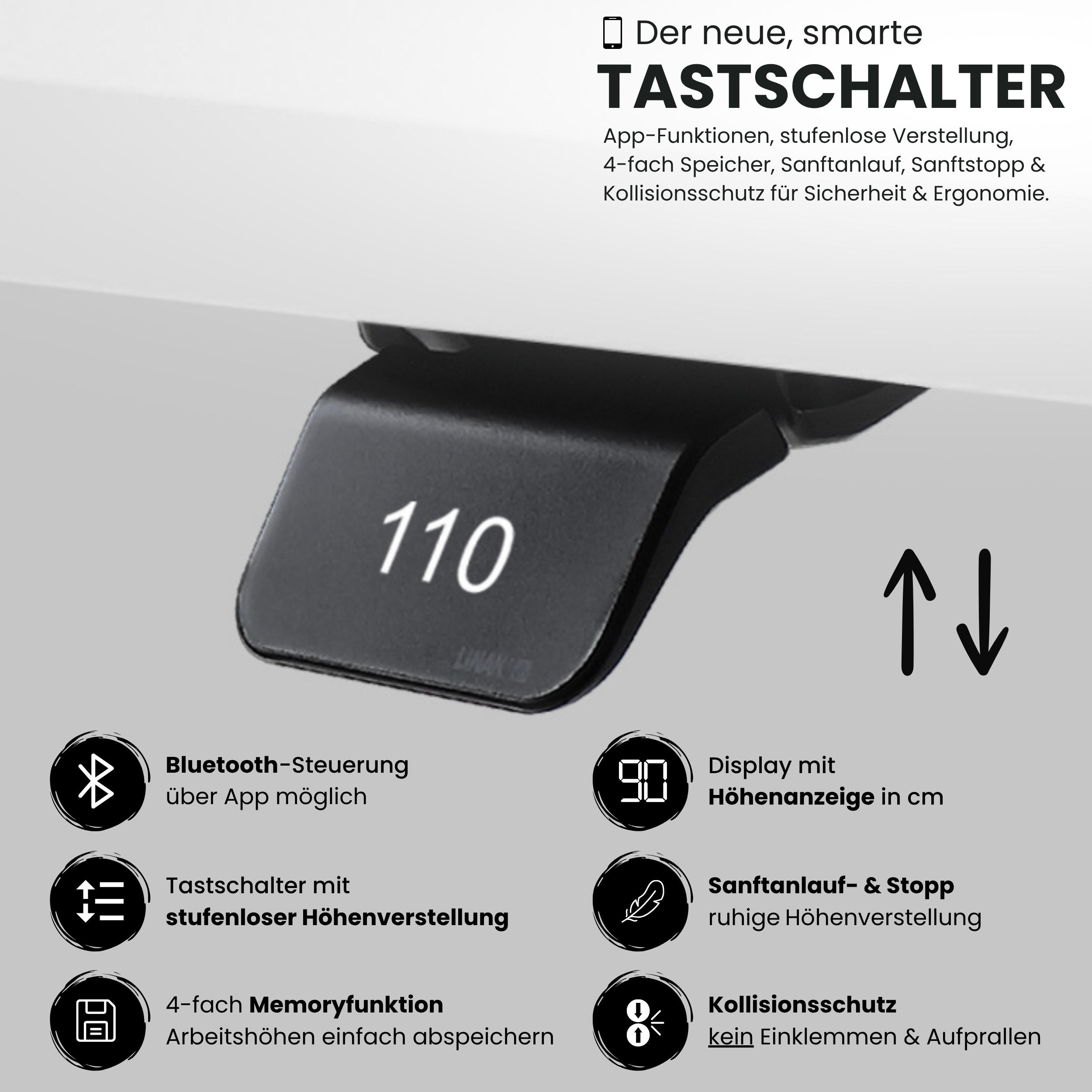 Thumbnail - bümö Schreibtisch, Eiche, Silber, Holzwerkstoff, Nachbildung,Eiche, Rechteckig, 80x72x180 cm, FSC Mix, Arbeitszimmer, Sc...