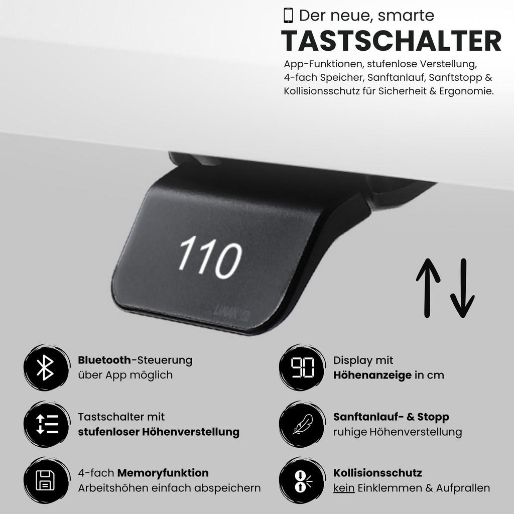 Thumbnail - bümö Schreibtisch, Wildeiche, Weiß, Holzwerkstoff, Nachbildung,Eiche, Rechteckig, 80x72x180 cm, FSC Mix, Arbeitszimmer, ...