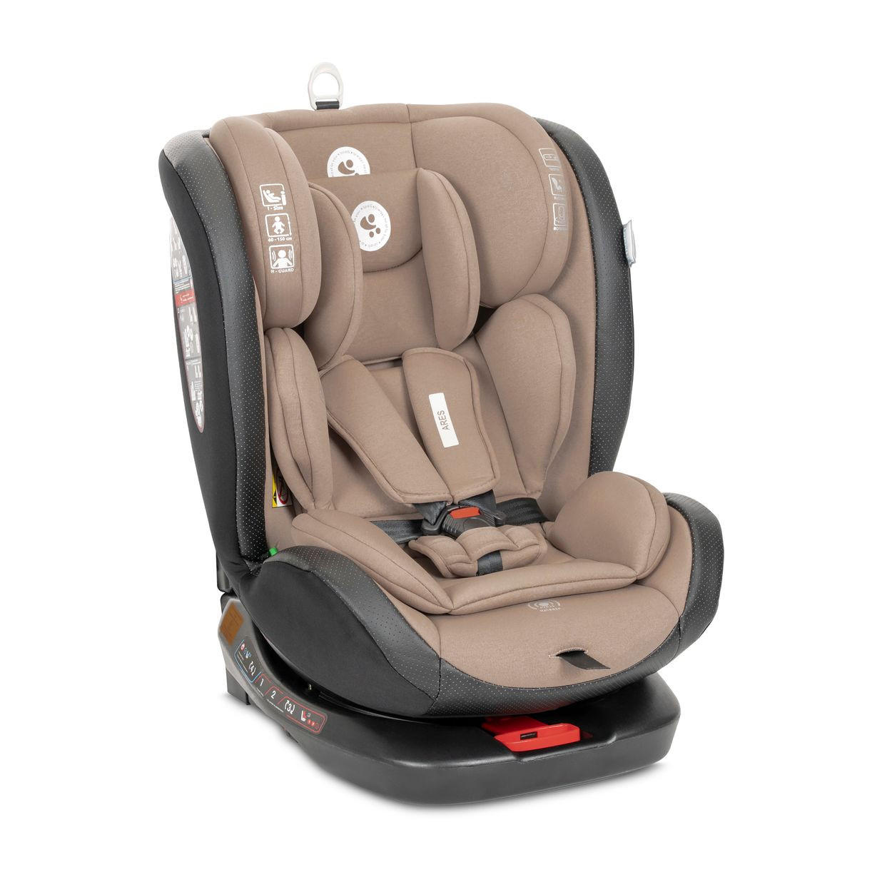 KINDERSITZ Ares i-Size beige/braun (40-150cm) Isofix, verstellbar, Sitz 360° drehbar - Cappuccino, Kunststoff (46/63/53cm) - Lorelli