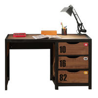 SCHREIBTISCH Kameko 130x60x75 MDF+Massivholz Schwarz/Cognac - Cognac/Schwarz, Holzwerkstoff (130/60/75cm) - 58aufmkessel