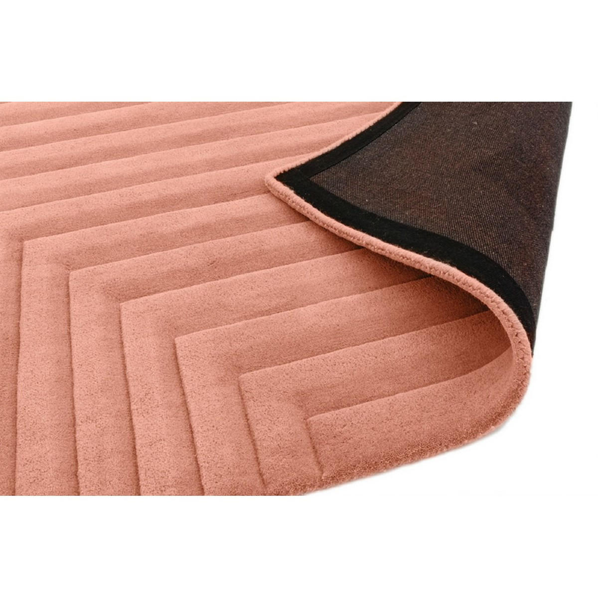 TEPPICH Einfarbiger aus reiner Wolle, handgetuftet, Reliefmuster SQUARE Rosa 120 x 170 cm - Pink, Naturmaterialien (120/170cm) - Novatrend