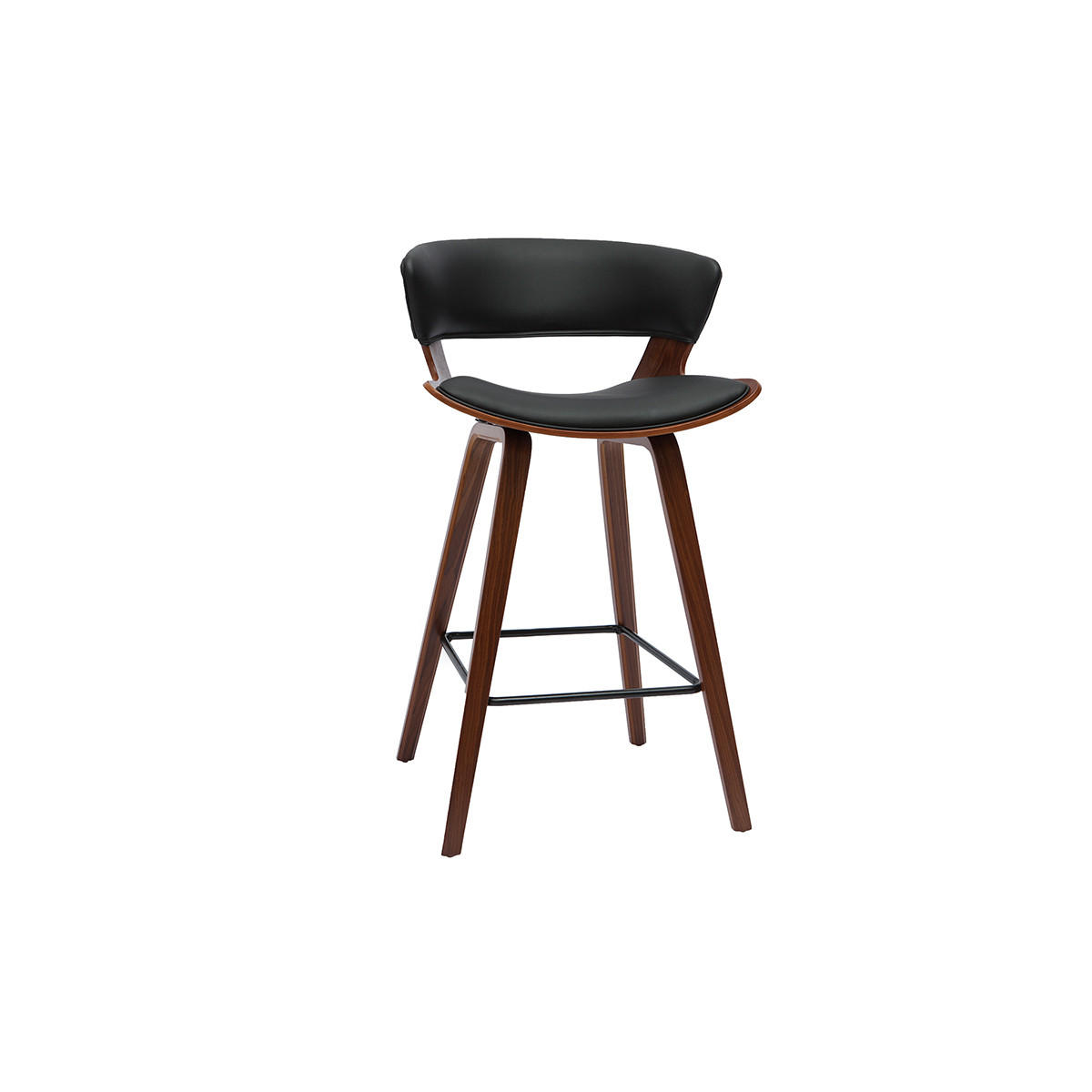 BARHOCKER Schwarz Dunkles Holz H65 cm SYRAH - Walnussfarben, Holz (51/92/53cm) - Miliboo