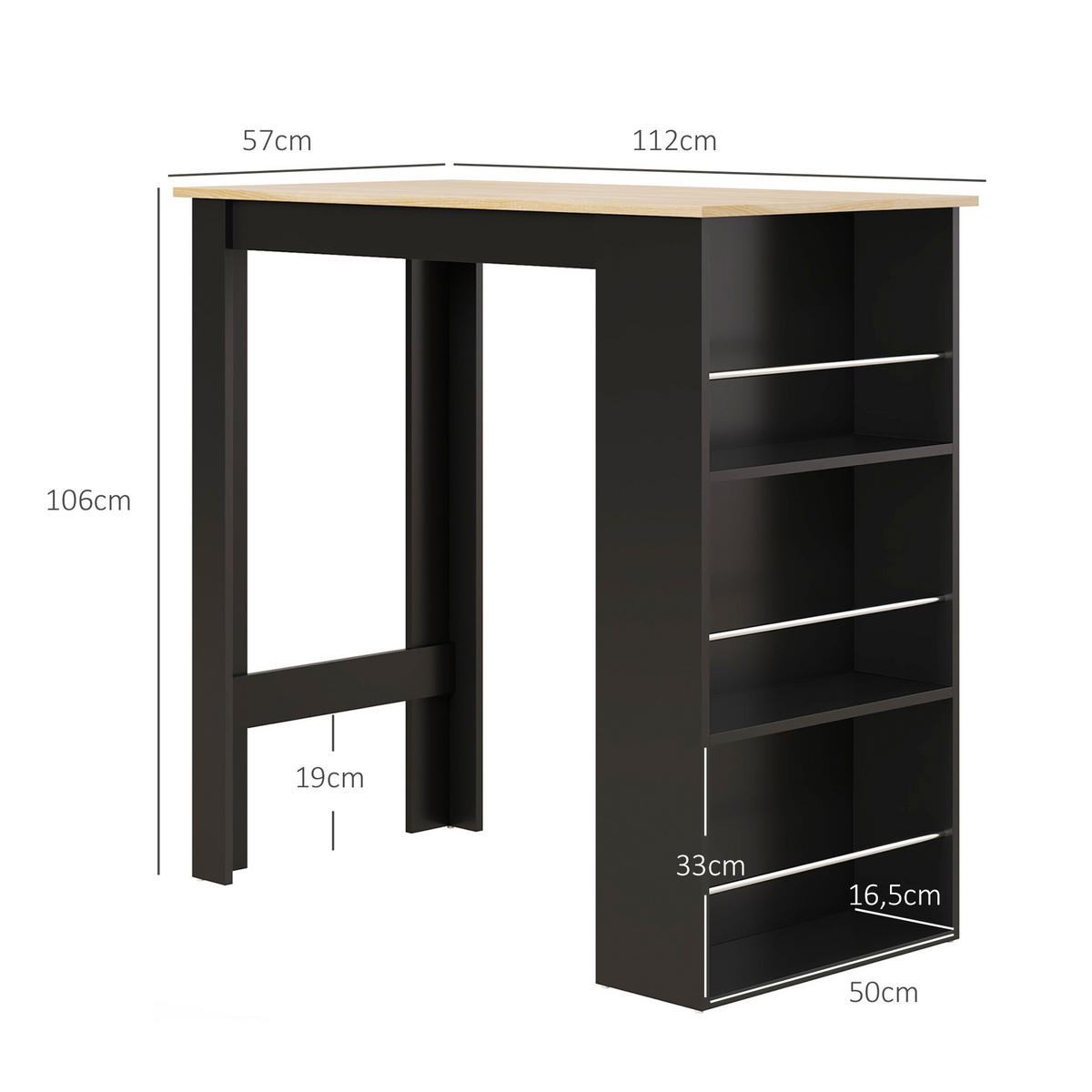 BARTISCH Schwarz 1 Stück - Schwarz, Kunststoff (112/57/106cm) - GiPP