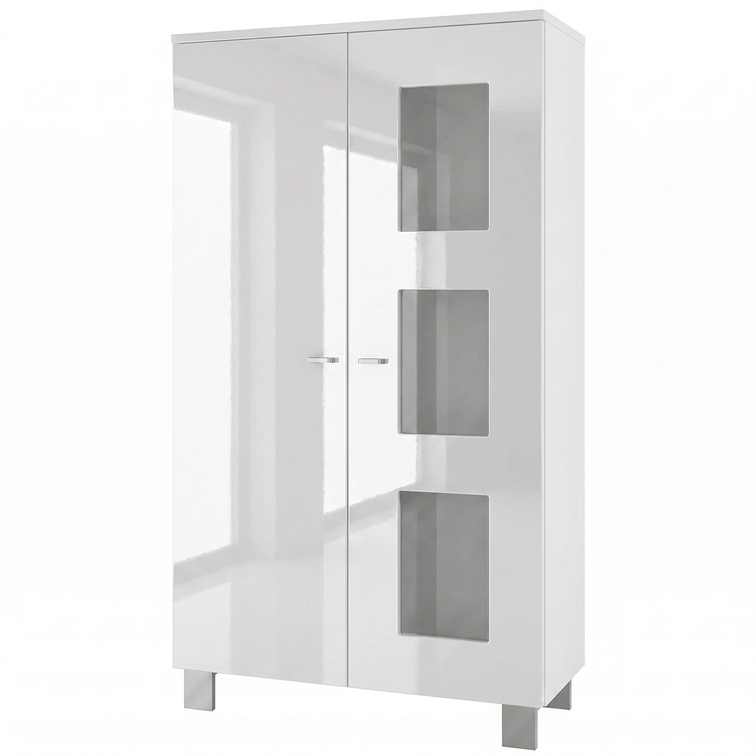 VITRINE Denjo Tür in Weiß Hochglanz - Weiß Hochglanz, Holzwerkstoff (71/129/35cm) - Vladon