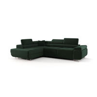 ECKSOFA EMILY mit Schlaffunktion Poso 14 Links - Dunkelgrün, Textil (275/200cm) - Bedante