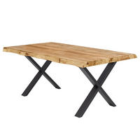 ESSTISCH - Metall / Massivholz - Eichefarben/Schwarz, Holz/Metall (100/180/76cm) - home24