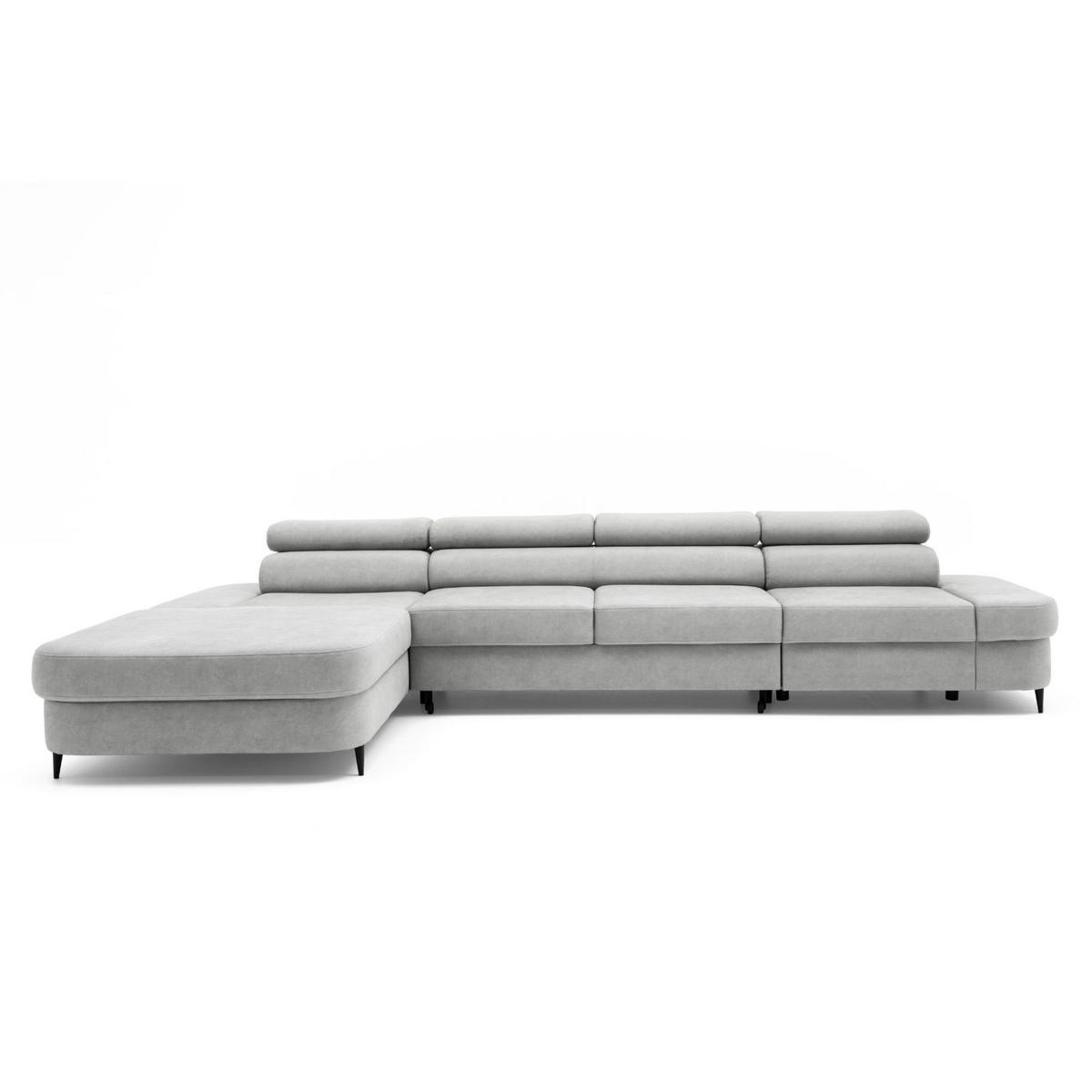 ECKSOFA JAZZ MAXI Links mit Schlaffunktion 125x195 Velours Grau - Schwarz/Grau, Holz/Textil (350/203cm) - Muffo