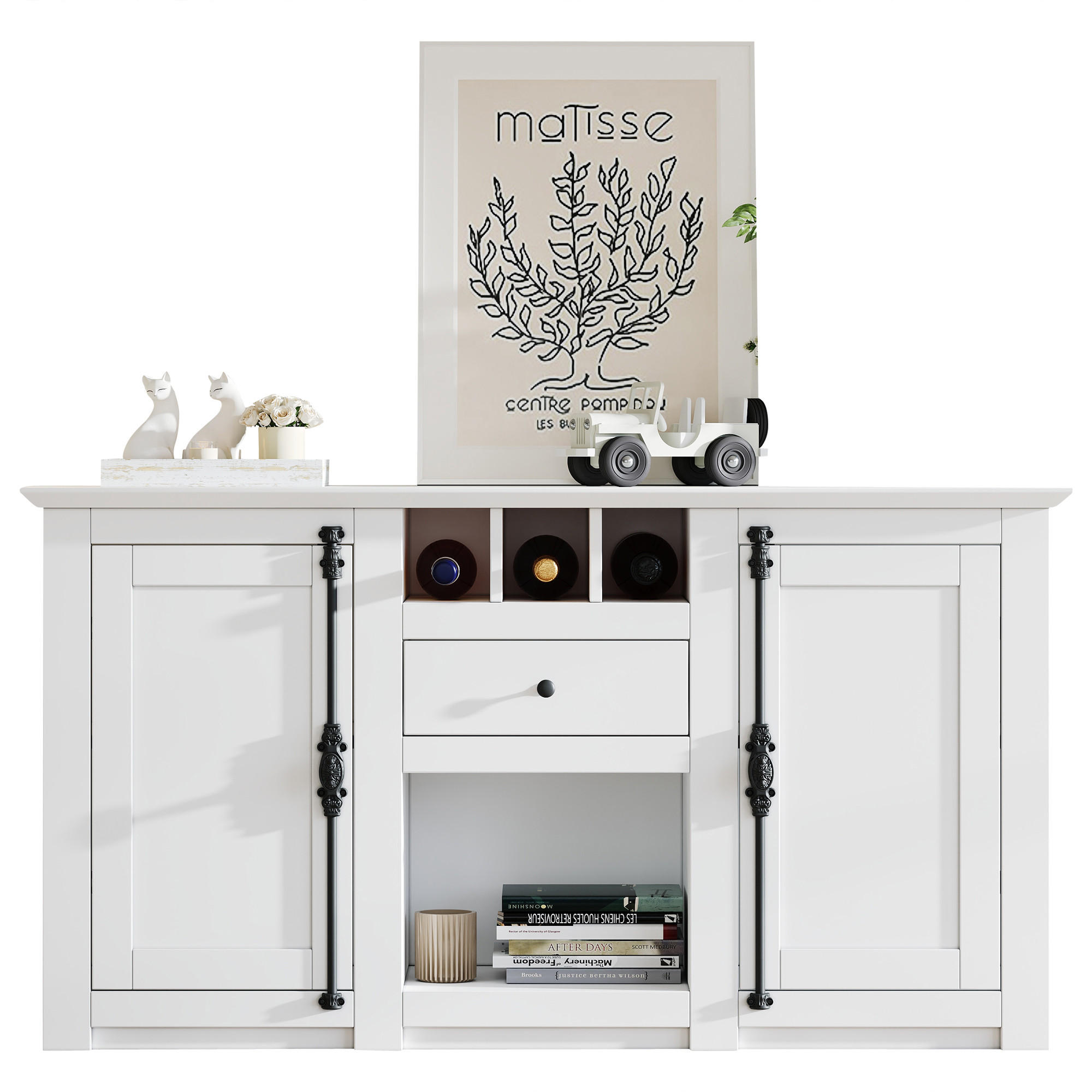 Redom SIDEBOARD Weiß 130cm × 35cm × 70cm