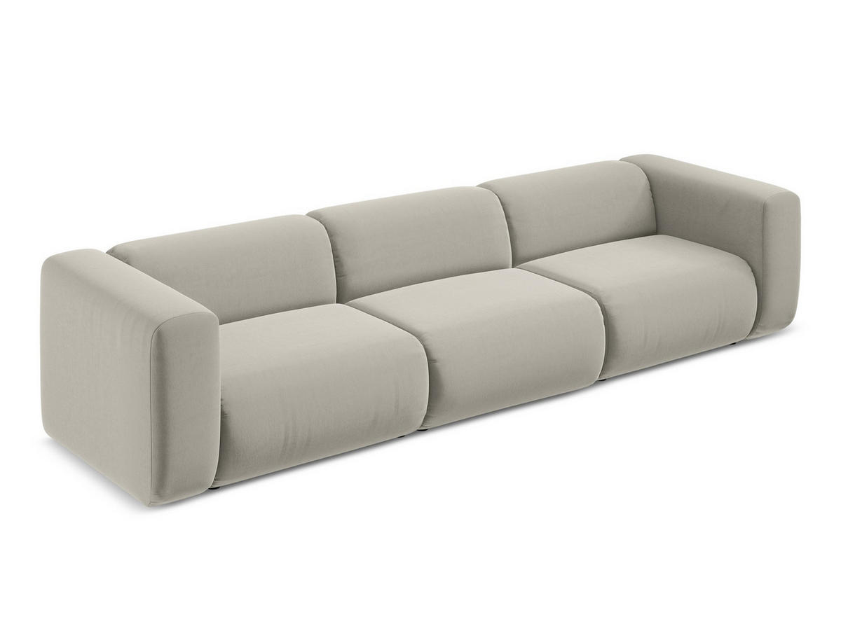 4-SITZER-SOFA Samt Stoff Creme - Perlmutt/Creme, Kunststoff/Textil (319/70/89cm) - Makamii