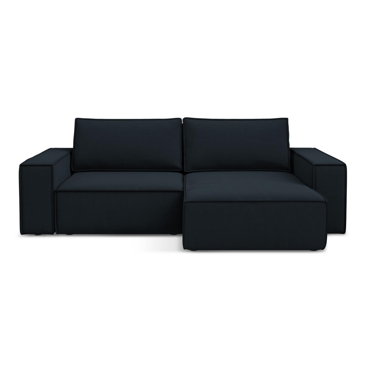 ECKSOFA mit Schlaffunktion Samt Stoff Blau - Blau/Schwarz, Kunststoff/Textil (257/148cm) - LaMiaSofa