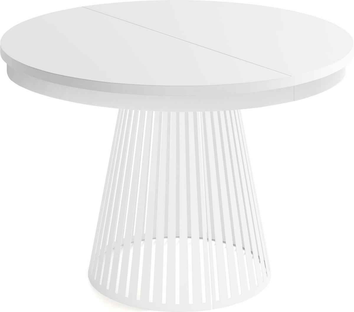 ESSTISCH Naro rund ausziehbar mit Weißem Lamellen-Metallgestell, Weiß 120-200/120/76 cm - Weiß, Holzwerkstoff/Metall (120/120/76cm) - WFL GROUP