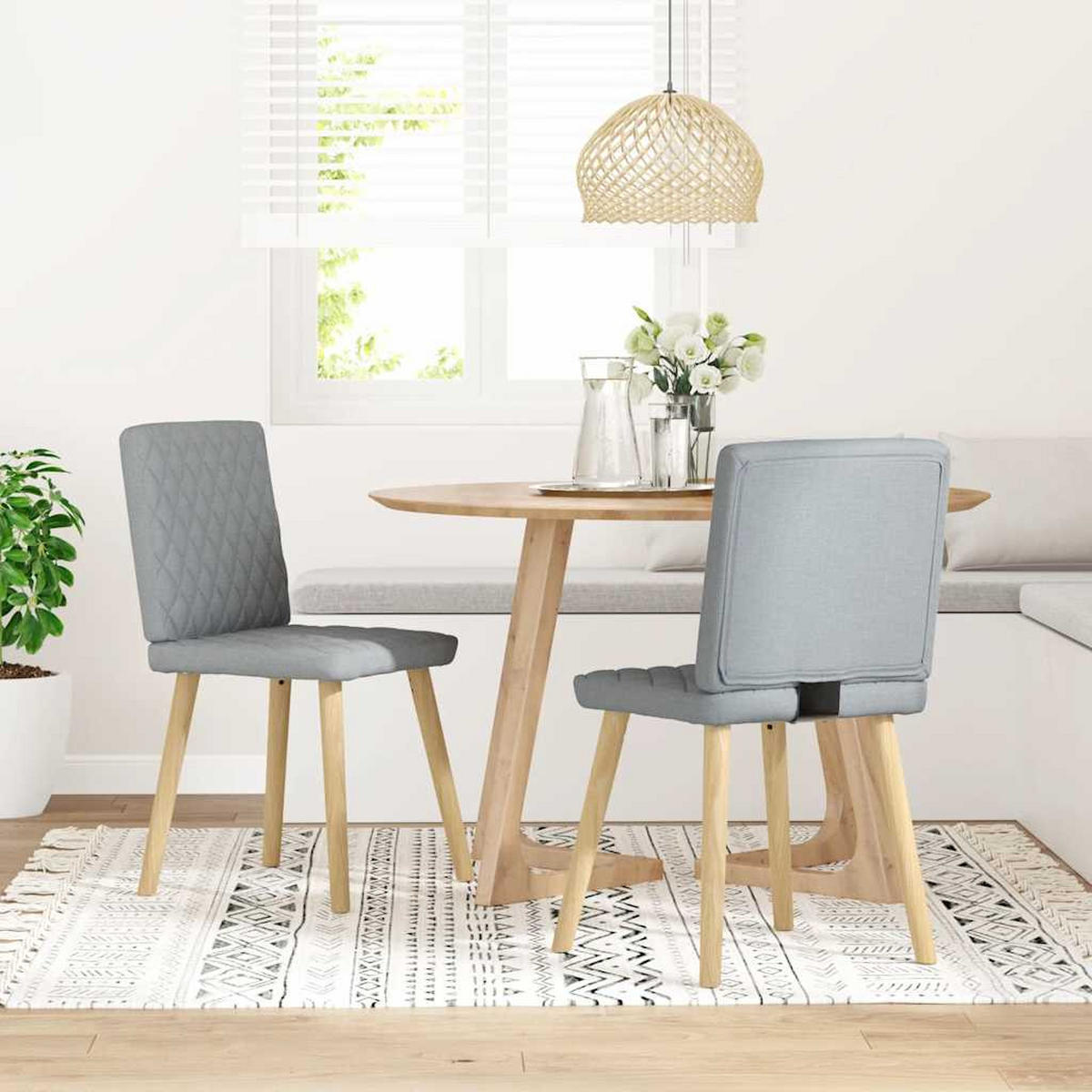 ESSZIMMERSTÜHLE 2 Stk. Hellgrau Stoff 45*54*86cm - Grau, Metall (45/86/54cm) - ZMH