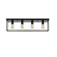 DECKENLEUCHTE Ignaz 4-flammig 80/15/20 cm - Schwarz, Metall (80/15/20cm) - Nettlife