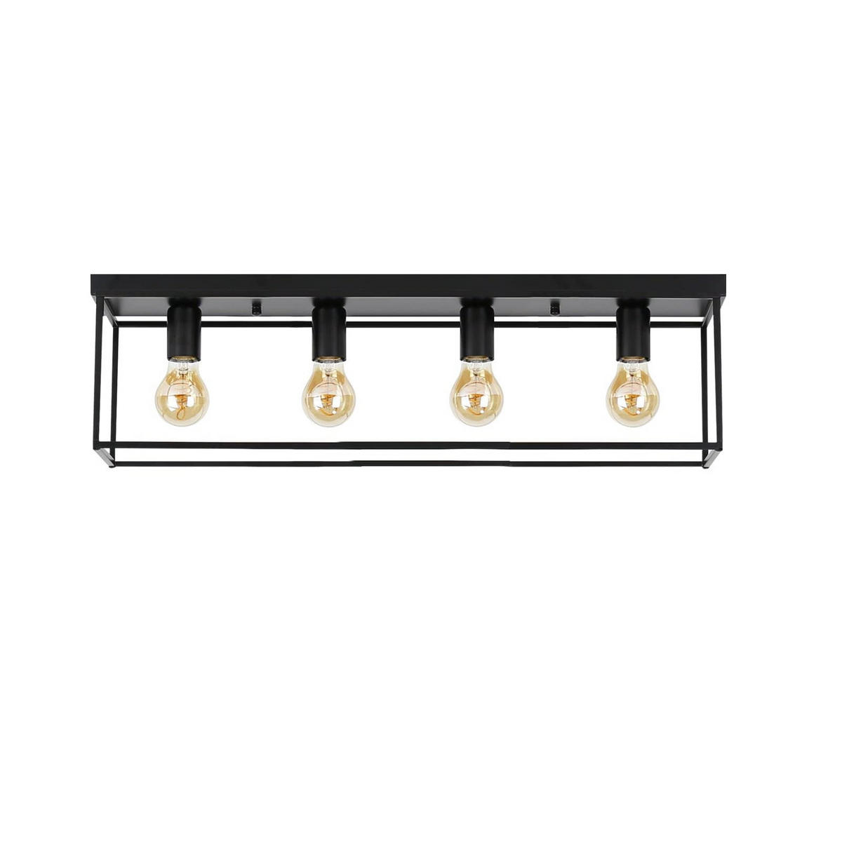 DECKENLEUCHTE Ignaz 4-flammig 80/15/20 cm - Schwarz, Metall (80/15/20cm) - Nettlife