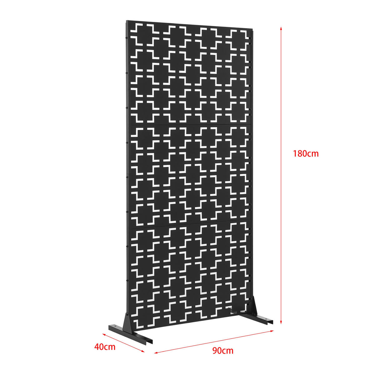 TRENNWAND Basciano - Schwarz, Metall (90/180/40cm) - casa.pro
