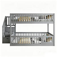 ETAGENBETT mit Stauraumtreppe 140 x 200 cm Massivholz Grau - Grau, Holzwerkstoff (140/200cm) - Beauniv