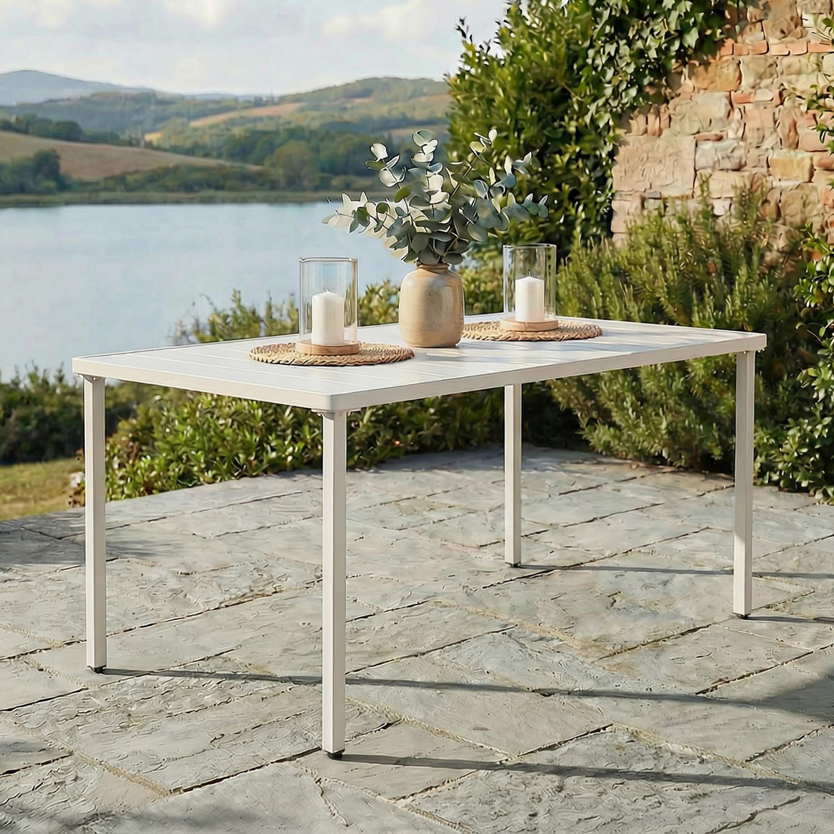 GARTENTISCH AZALEA weiß - Weiß, Metall (80/140/75cm) - IDIMEX