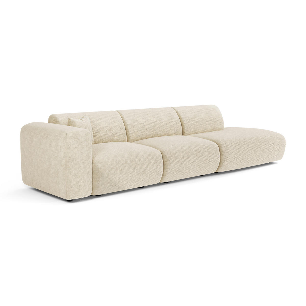 SOFA 5-Sitzer Gemusterter Samt Creme 310cm - Creme, Textil (310/73/96cm) - Sia Home