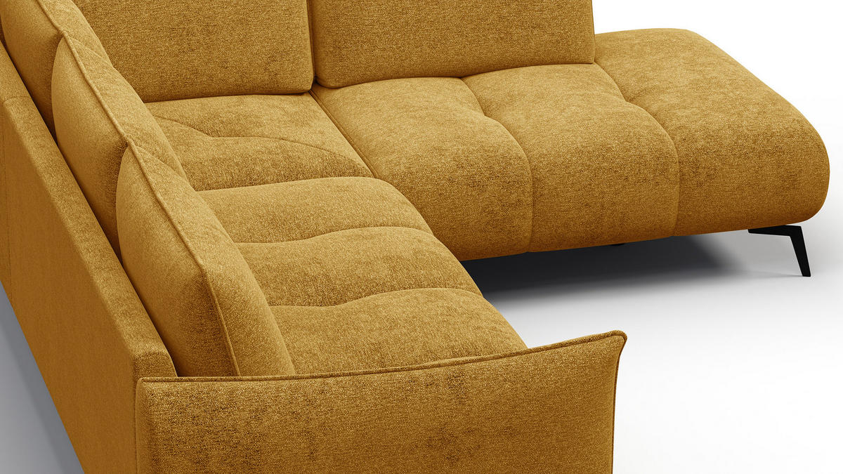 ECKSOFA AERA 5-Sitzer rechts, gelb - Gelb/Schwarz, Holz/Textil (268/206cm) - Courtois Laville