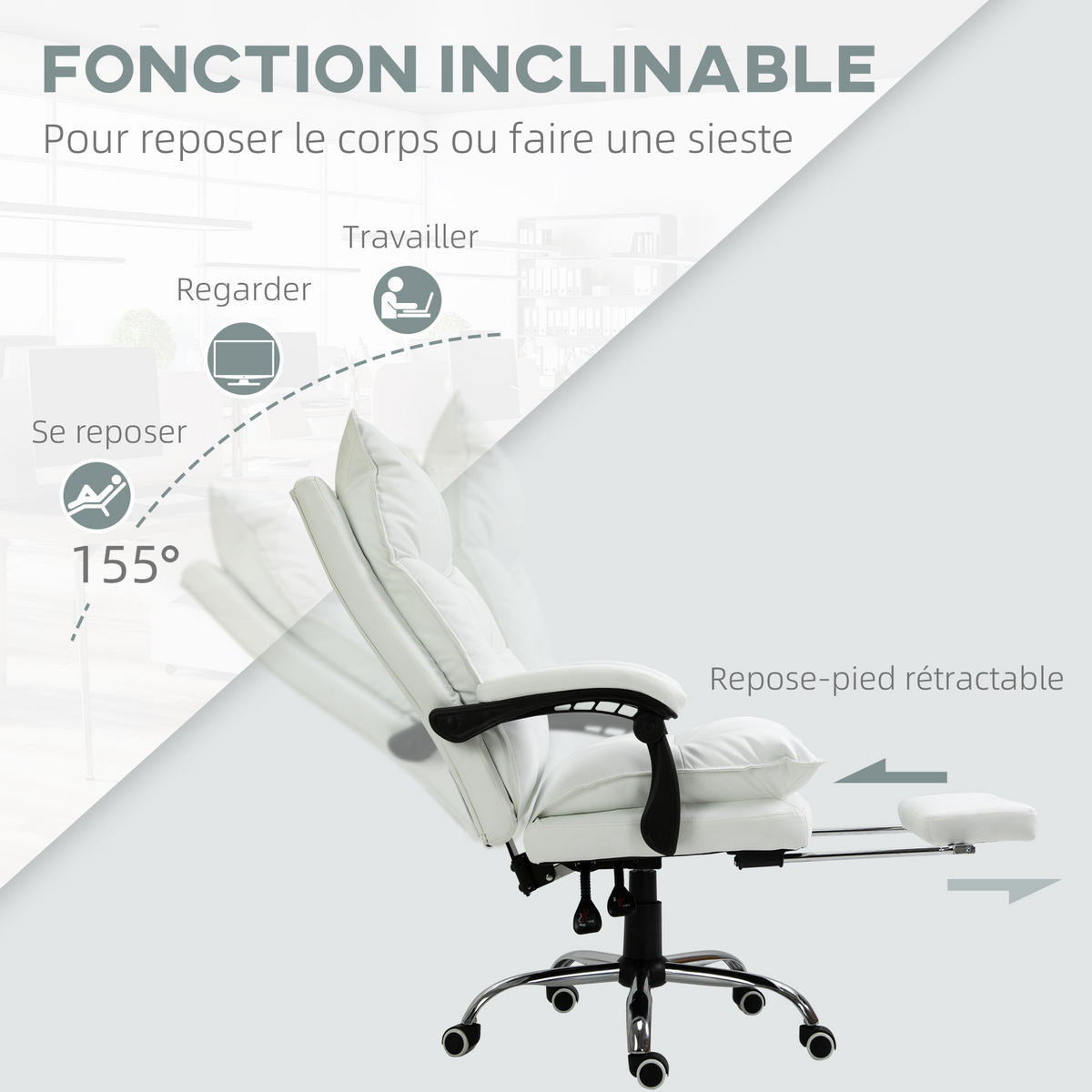 CHEFSESSEL DE-11740 ERGONOMISCH 66x72x130 cm Weiß - Weiß, Metall (66/130/72cm) - ComfortXL