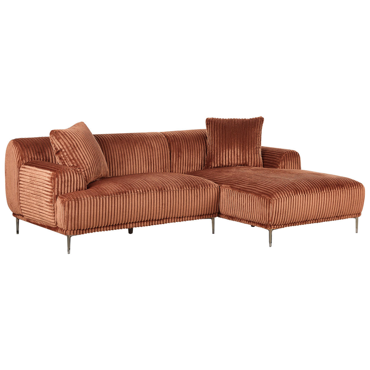 COLȚAR reps reiat maro pe partea dreaptă Stenum - maro/alămiu, material textil (242/168cm) - Beliani