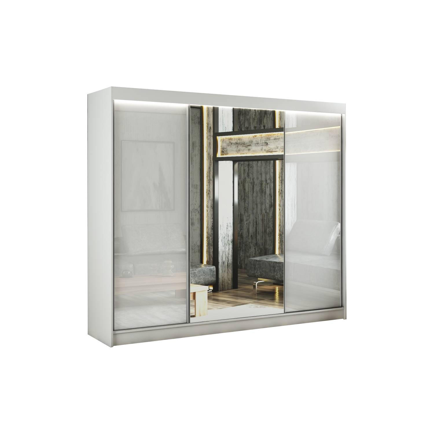 SCHIEBETÜRENSCHRANK ELIS - Weiß, Holzwerkstoff (250/215/61cm) - Meblini