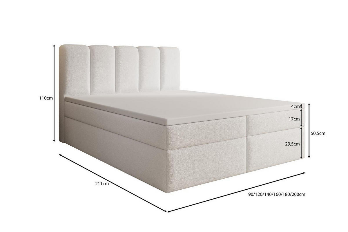 BOXBETT 200x200 Weiß BELLO topper - Weiß, Holzwerkstoff (200/200cm) - Compleo24