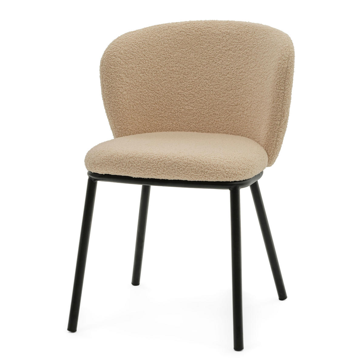 STUHL BARI gepolsterter mit Steppung - beige - Boucle - Beige/Schwarz, Textil/Metall (54/81/57cm) - NEW HOME