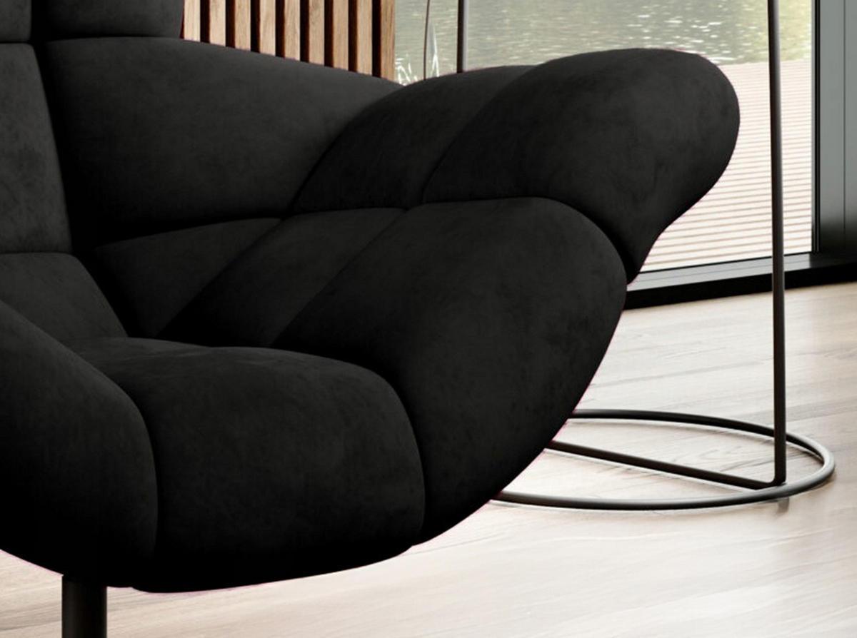 SESSEL SENSI Relaxstuhl mit 360° Drehung und Schwingfunktion – Lux-Schaumkissen, Schwarz, 104x46x119 cm - Schwarz, Holz/Textil (104/119/84cm) - DomoHome