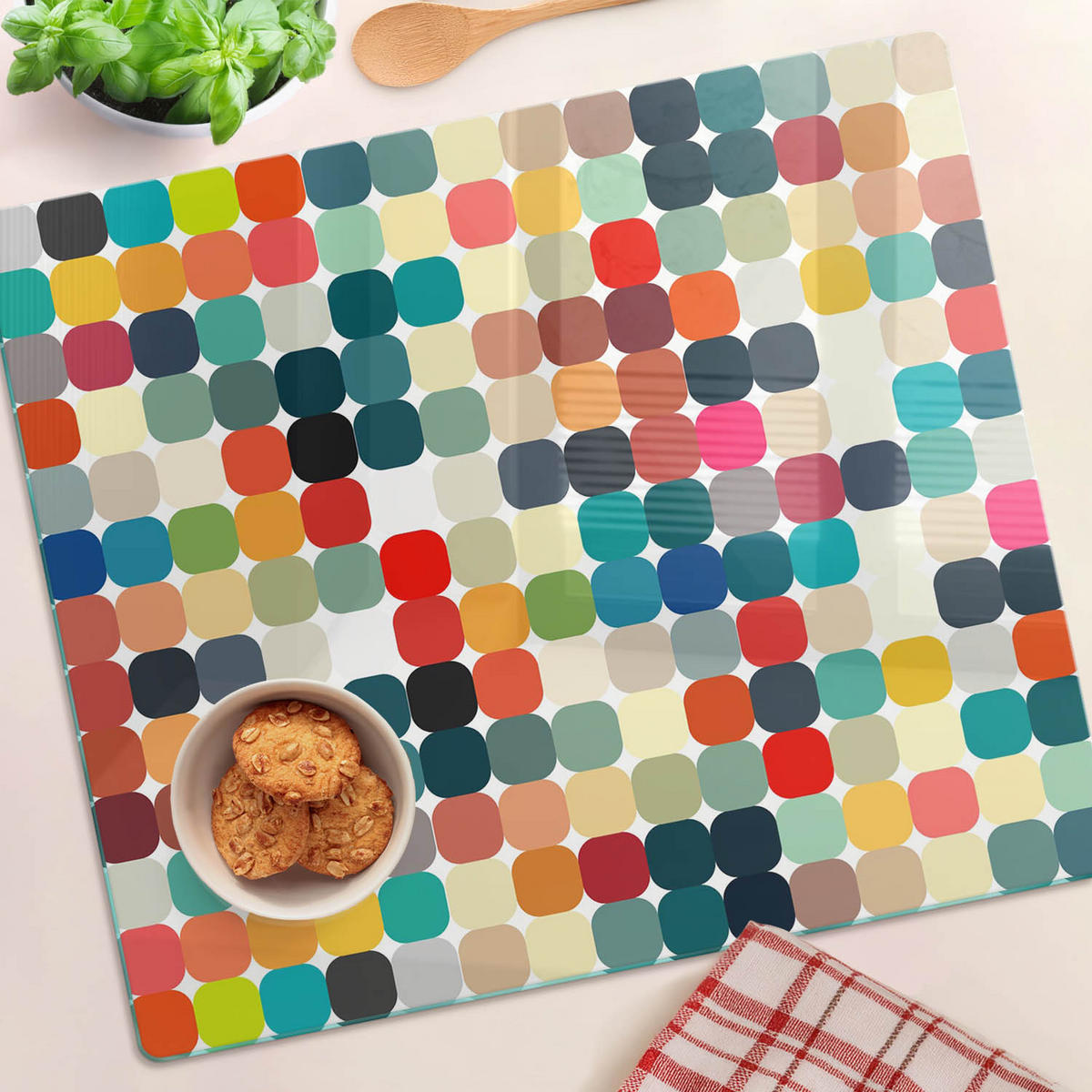 GLASPLATTE 60x52 cm Geometrische Figuren - Multicolor, Glas (60/0.4/52cm) - TULUP