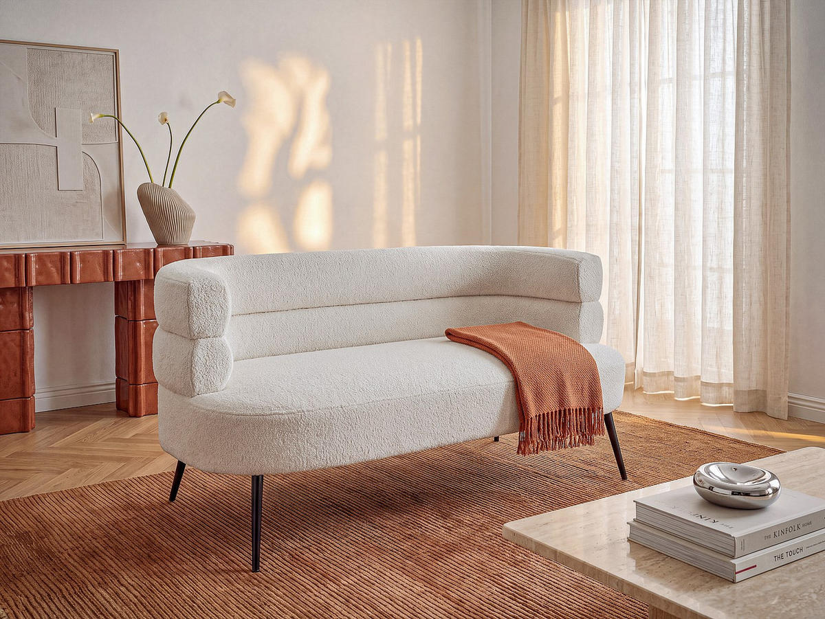 SOFA - 2 Personen - stoff - weiß Camedo - Weiß, Textil/Metall (145/73/74cm) - Vente-Unique