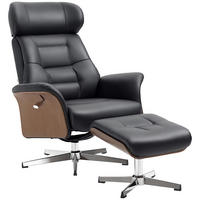 RELAXSESSEL 80x84x108 cm, schwarz - Schwarz, Leder (80/108/118cm) - furnicato