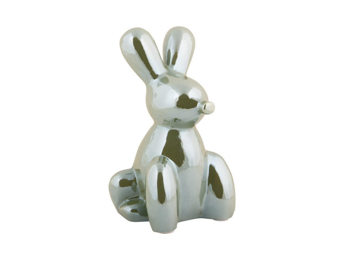 SKULPTUR Balloon Bunny 12.7/11.5/20 cm - Grün, Keramik (11.5/20/12.7cm) - Present Time