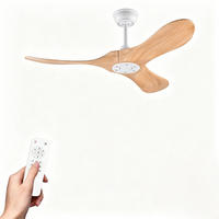 DECKENVENTILATOR & 3 Holzflügeln, Speicherfunktion, Fernbedienung - Weiß, Holzwerkstoff (107/107/51cm) - BEXEVUE