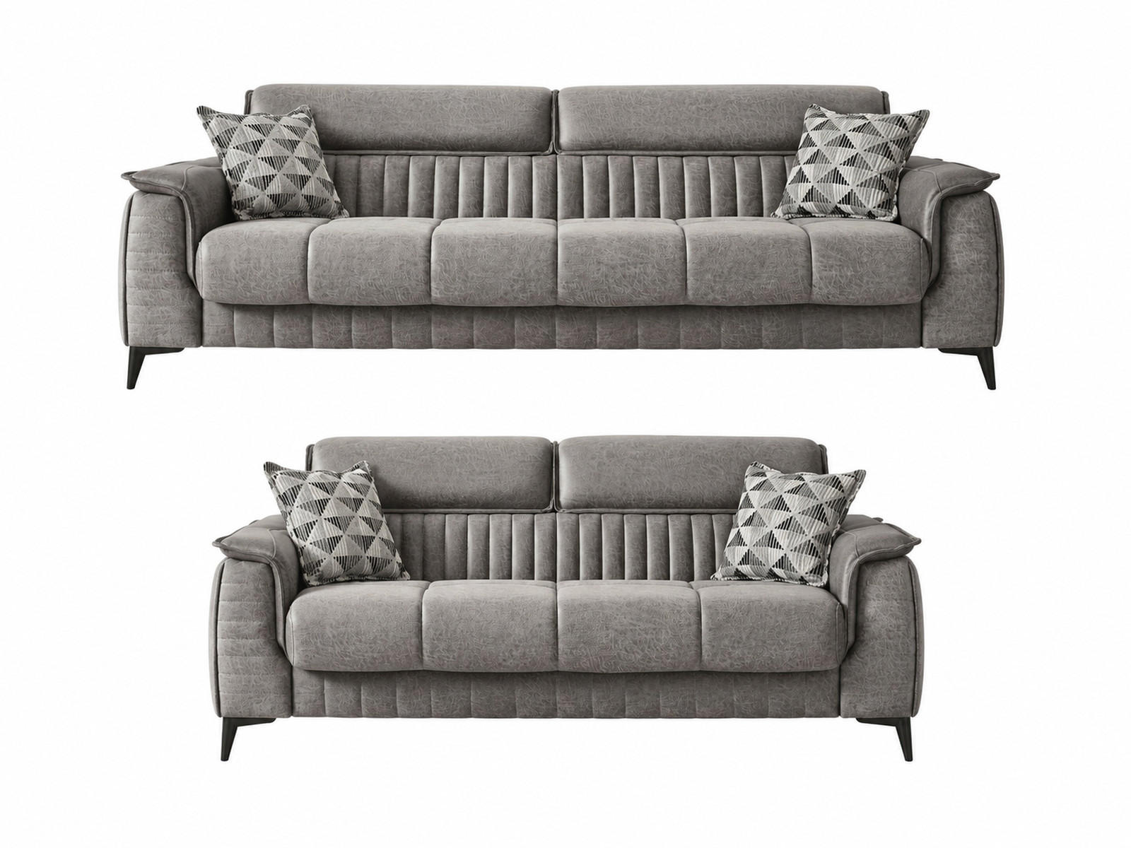 SITZGARNITUR Regina, Grau Stellvariante 3+2 - Grau, Holzwerkstoff/Kunststoff (243/85/95cm)