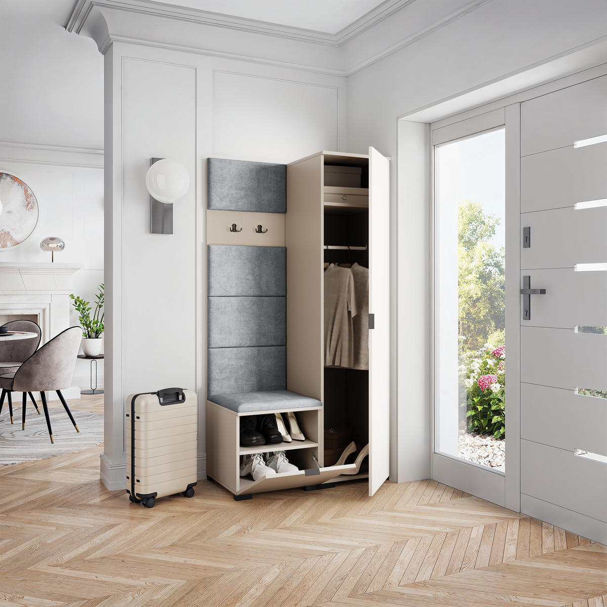 GARDEROBENSCHRANK LORI 95/181/51 cm Modern Kaschmir - Kaschmir, Holzwerkstoff (95/181/51cm) - MASSENO