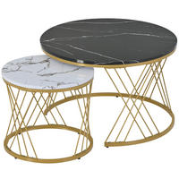 COUCHTISCH-SET 2er-Set Schwarz und Weiß - Schwarz, Holzwerkstoff (70/70/45cm) - Urban Meuble