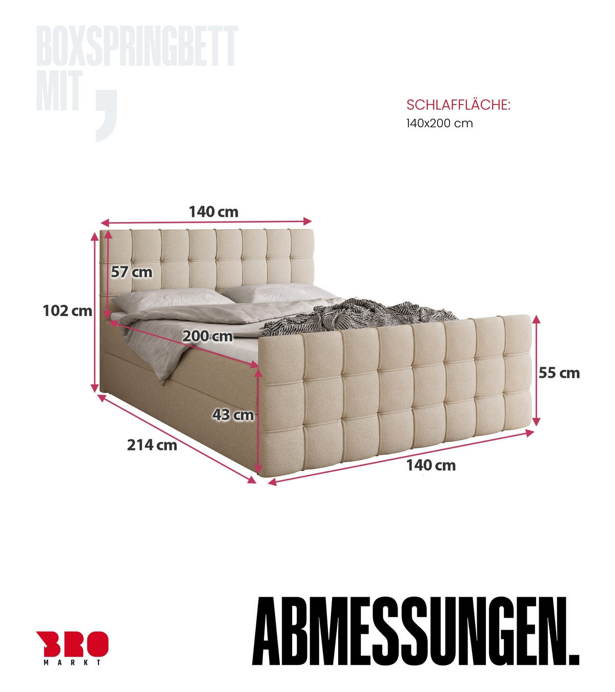 BOXBETT Detroit Duo mit Topper 140/200 Graphite - Graphitfarben, Textil (140/200cm) - Bromarkt