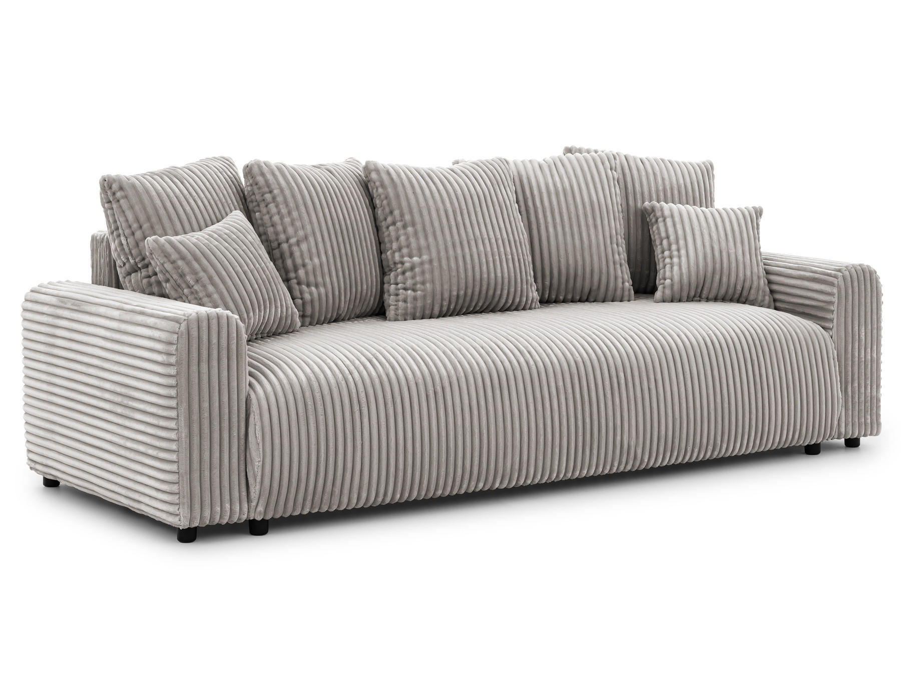 SCHLAFSOFA Calma mit Bettkasten im Bumpy-Design aus weichem Taupe Plüschcord - Taupe/Schwarz, Holz/Kunststoff (239/88/98cm) - S-Style
