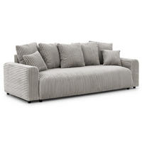 SCHLAFSOFA Calma mit Bettkasten im Bumpy-Design aus weichem Taupe Plüschcord - Taupe/Schwarz, Holz/Kunststoff (239/88/98cm) - S-Style