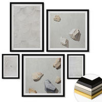 WANDBILDER 5er-Set - 50x50 cm & 20x30 cm & 40x60 cm Schwarzer Rahmen - Geometrische Pappsteine - Schwarz, Kunststoff (40/60cm) - ArtPrintCave