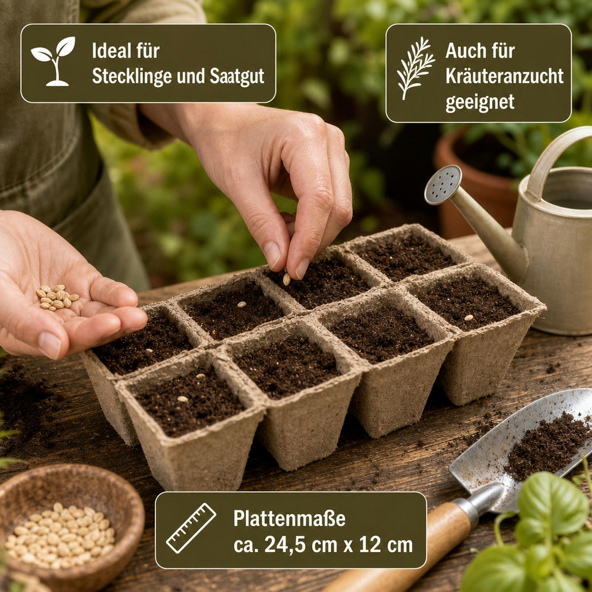 ANZUCHTPLATTEN - Braun, Naturmaterialien (15cm) - KLASEBO