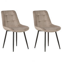 STUHL 2er-Set Samtstoff taupe Melrose - Beige/Schwarz, Textil (55/85/61cm) - Beliani